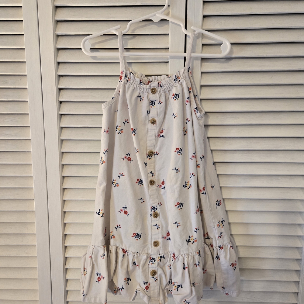 Old Navy Floral Button-Down Kids Dress - White with Red and Blue Accents